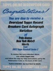 Pete Alonso #RBA-PA Baseball Cards 2023 Topps Oversized Record Breakers Autographs Prices