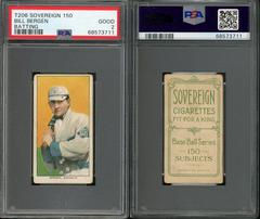 Bill Bergen [Batting] Baseball Cards 1909 T206 Sovereign 150 Prices