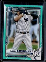 Jasson Dominguez [Aqua Refractor] Baseball Cards 2021 Bowman Chrome Prospects Prices