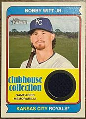 Bobby Witt Jr. Baseball Cards 2023 Topps Heritage Clubhouse Collection Relics High Number Prices