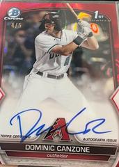 Dominic Canzone [Red] Baseball Cards 2023 Bowman Chrome Prospect Autographs Prices