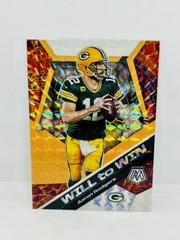 Aaron Rodgers [Orange Fluorescent] Football Cards 2020 Panini Mosaic Will to Win Prices