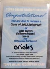 Dylan Beavers #C22A-DB Baseball Cards 2022 Bowman Draft Class of Autographs Prices