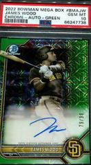 James Wood [Green Refractor] #BMA-JW Baseball Cards 2022 Bowman Chrome Mega Box Mojo Autographs Prices