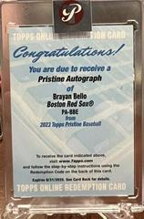 Brayan Bello Baseball Cards 2023 Topps Pristine Autographs Prices