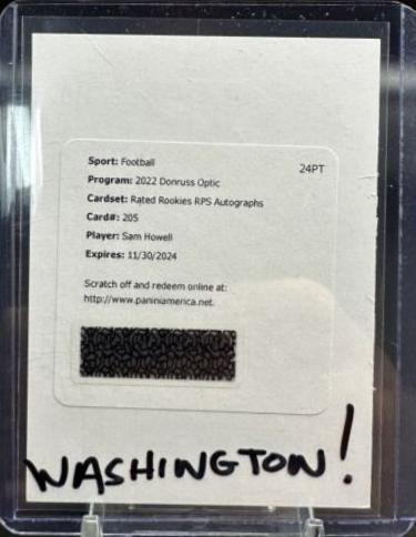 Sam Howell [Autograph] #205 Prices | 2022 Panini Donruss Optic ...