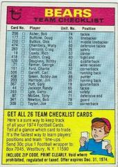 Chicago Bears Football Cards 1974 Topps Team Checklists Prices