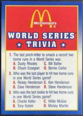 World Series Trivia #14 Baseball Cards 1990 Score McDonald's Prices
