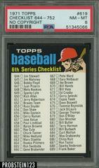 Checklist 644-752 #619 Baseball Cards 1971 Topps Prices