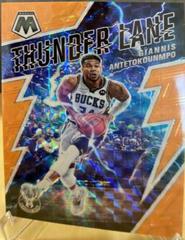 Giannis Antetokounmpo [Orange Fluorescent] #1 Basketball Cards 2021 Panini Mosaic Thunder Lane Prices