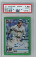 Isan Diaz [Green Refractor] Baseball Cards 2020 Bowman Chrome Rookie Autographs Prices