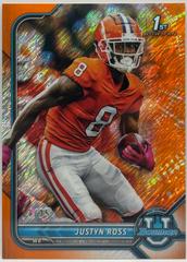 Justyn Ross [Orange Shimmer] Football Cards 2021 Bowman University Prices