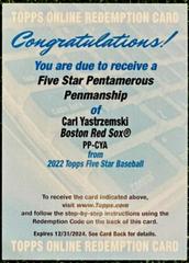 Carl Yastrzemski Baseball Cards 2022 Topps Five Star Pentamerous Penmanship Autographs Prices