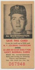 Al Worthington Baseball Cards 1954 NY Journal American Prices