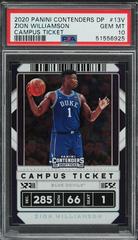 Zion Williamson [Campus] #13V Basketball Cards 2020 Panini Contenders Draft Picks Prices