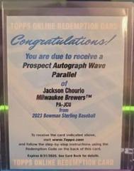 Jackson Chourio [Wave] #PA-JCU Baseball Cards 2023 Bowman Sterling Prospect Autograph Prices