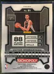 Victor Wembanyama [Red Millionaire Shimmer] #81 Basketball Cards 2023 Panini Prizm Monopoly Prices