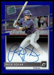 Nick Solak [Blue] #RRS-NS Baseball Cards 2020 Panini Donruss Optic Rated Rookies Signatures Prices