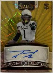 Tre Tucker [Gold Lazer] #YS-TTU Football Cards 2023 Panini Select Draft Picks Youth Explosion Signatures Prices