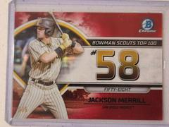 Jackson Merrill [Red] #BTP-58 Baseball Cards 2023 Bowman Scouts Top 100 Prices