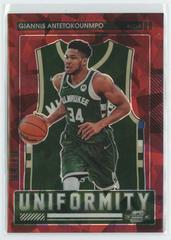 Giannis Antetokounmpo [Red Ice] Basketball Cards 2021 Panini Contenders Optic Uniformity Prices