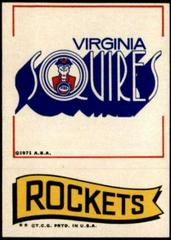 Virginia Squires Rockets Basketball Cards 1973 Topps Team Stickers Prices