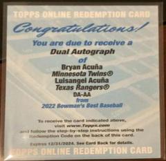 Bryan Acuna, Luisangel Acuna Baseball Cards 2022 Bowman's Best Dual Autographs Prices