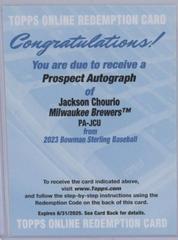 Jackson Chourio #PA-JCU Baseball Cards 2023 Bowman Sterling Prospect Autograph Prices