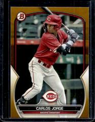 Carlos Jorge [Gold] Baseball Cards 2023 Bowman Draft Prices
