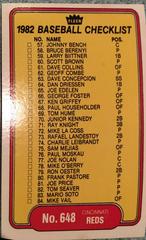 Checklist 57-109 #648 Baseball Cards 1982 Fleer Prices