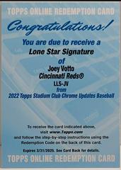 Joey Votto #LLS-JV Baseball Cards 2022 Stadium Club Chrome Lone Star Signatures Prices