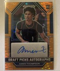 Amen Thompson [Orange Pulsar] #DPA-AMT Basketball Cards 2023 Panini Prizm Draft Picks Autographs Prices