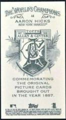 Aaron Hicks [Mini A & G Back] #44 Baseball Cards 2018 Topps Allen & Ginter Prices