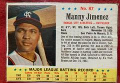 Manny Jimenez [Hand Cut] #87 Baseball Cards 1963 Post Cereal Prices