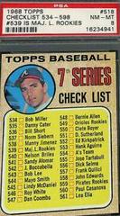 Checklist 534-598 [#539 Is Maj. L. Rookies] #518 Baseball Cards 1968 Topps Prices