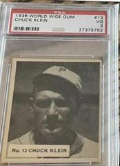 Chuck Klein #13 Baseball Cards 1936 World Wide Gum Prices