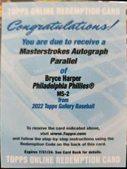 Bryce Harper #MS-2 Baseball Cards 2022 Topps Gallery Masterstrokes Autographs Prices