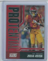 Jordan Addison [Red Zone] #9 Football Cards 2023 Panini Score Protential Prices