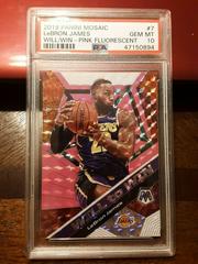 LeBron James [Pink Fluorescent] #7 Basketball Cards 2019 Panini Mosaic Will to Win Prices