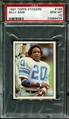 Billy Sims #199 Football Cards 1981 Topps Stickers Prices