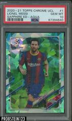 Lionel Messi [Aqua] #1 Soccer Cards 2020 Topps Chrome UEFA Champions League Sapphire Prices