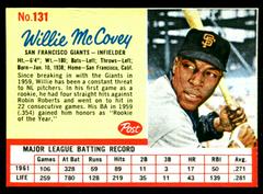 Willie McCovey [Hand Cut] Baseball Cards 1962 Post Cereal Prices