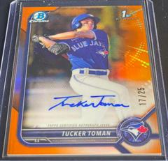 Tucker Toman [Orange] #CDA-TT Baseball Cards 2022 Bowman Draft Chrome Autographs Prices