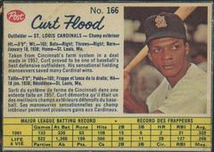 Curt Flood [Hand Cut] #166 Baseball Cards 1962 Post Canadian Prices