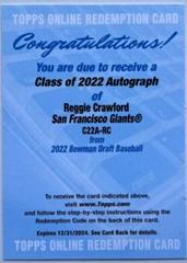 Reggie Crawford #C22A-RC Baseball Cards 2022 Bowman Draft Class of Autographs Prices