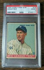 Edgar Rice Baseball Cards 1934 World Wide Gum Prices