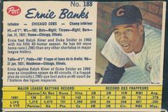 Ernie Banks [Perforated Hand Cut] #188 Baseball Cards 1962 Post Canadian Prices