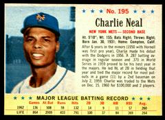 Charlie Neal [Hand Cut] #195 Baseball Cards 1963 Post Cereal Prices
