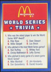 World Series Trivia #15 Baseball Cards 1990 Score McDonald's Prices