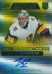 Logan Thompson [Yellow] Hockey Cards 2021 Upper Deck Credentials Debut Ticket Access Autographs Prices